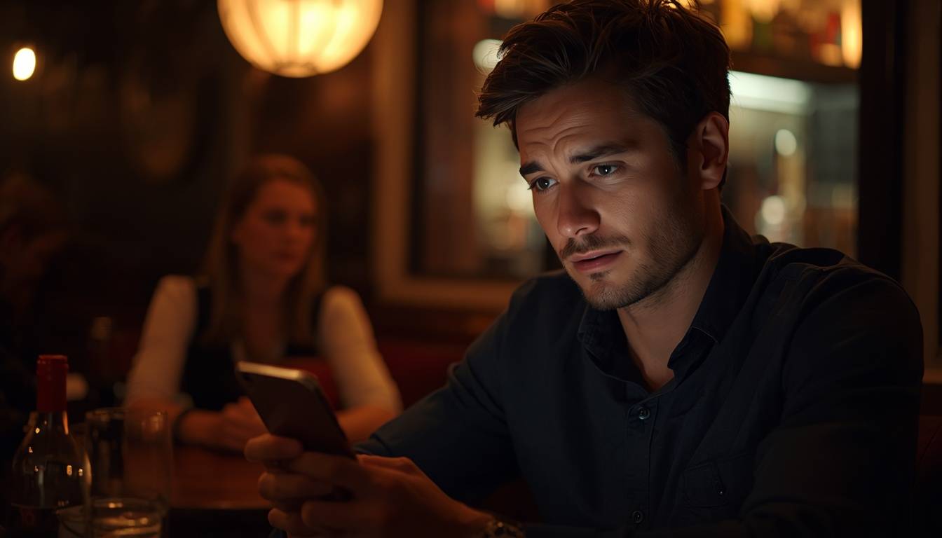 Texting panic date scene